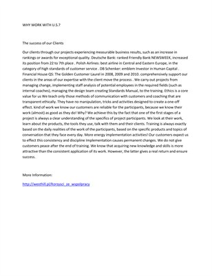 Benefits - Westhill Consulting Perspective on Business