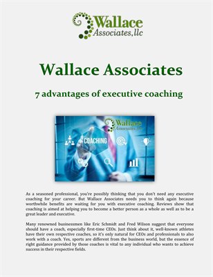 7 advantages of executive coaching - Wallace Associates