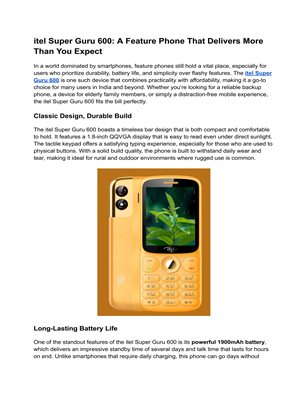 itel Super Guru 600 Mobile – Classic Design, Loud Sound
