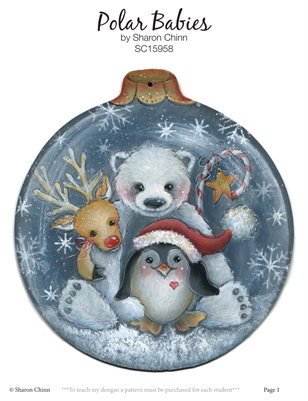 Polar Babies Ornament Painting Pattern - Sharon Chinn SC15958