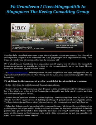 Få Grunderna I Utvecklingspolitik In Singapore: The Keeley Consulting Group