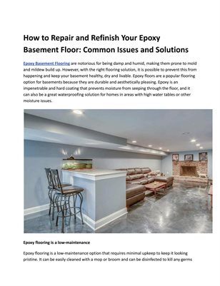 How to Repair and Refinish Your Epoxy Basement Floor: Common Issues and Solutions