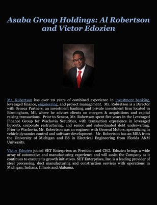 Asaba Group Holdings: Al Robertson and Victor Edozien