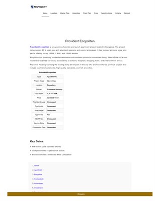 Provident Ecopoliten Bangalore