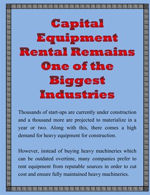 Capital Equipment Rental Remains One of the Biggest Industries