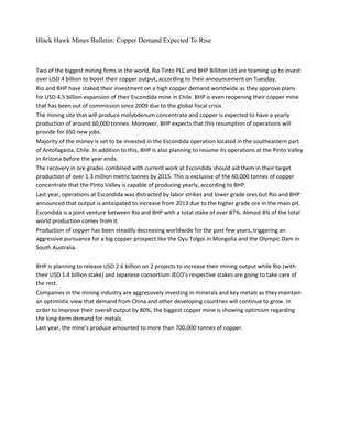 Black Hawk Mining Article