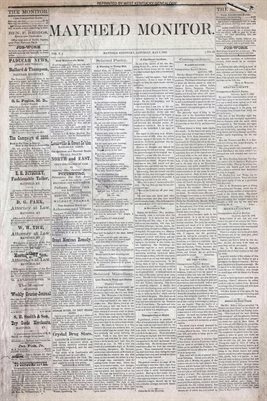 (PAGES 1-2) MAY 1, 1880 MAYFIELD MONITOR NEWSPAPER