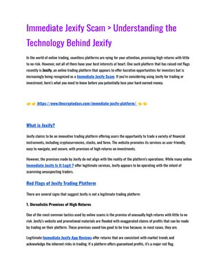 Immediate Jexify Scam > Understanding the Technology Behind Jexify!