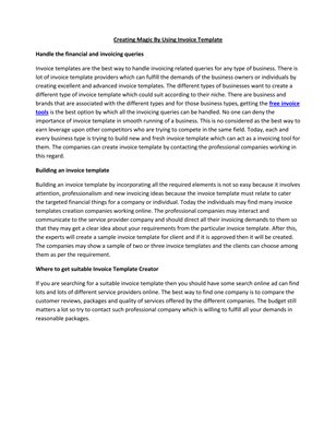 Creating Magic By Using Invoice Template 