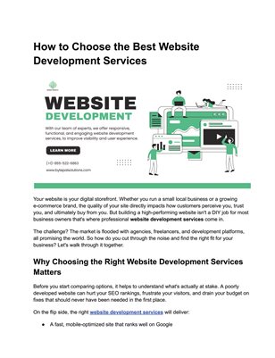How to Choose the Best Website Development Services