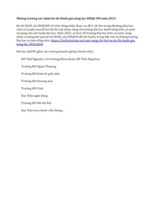 Những trường xác nhận kỳ thi Đánh giá năng lực ĐHQG HN năm 2023