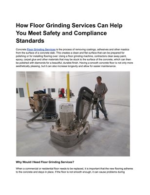 How Floor Grinding Services Can Help You Meet Safety and Compliance Standards