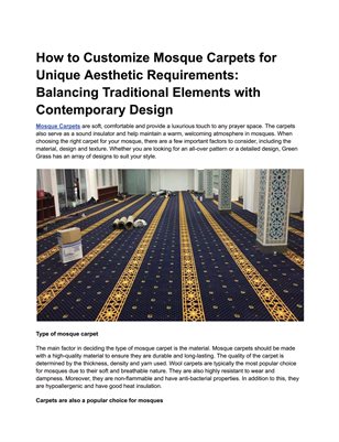 How to Customize Mosque Carpets for Unique Aesthetic Requirements: Balancing Traditional Elements with Contemporary Design
