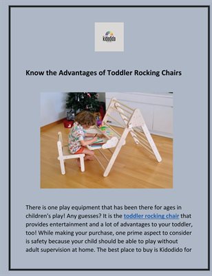 Know the Advantages of Toddler Rocking Chairs