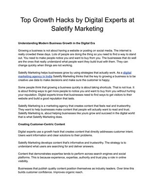 Top Growth Hacks by Digital Experts at Saletify Marketing