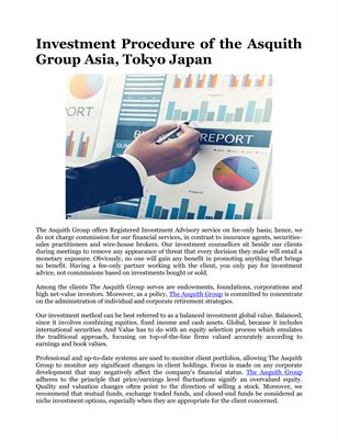 Investment Procedure of the Asquith Group Asia, Tokyo Japan