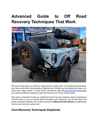 Advanced Guide to Off Road Recovery Techniques That Work