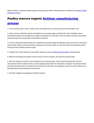 What equipment is needed to produce organic fertilizer