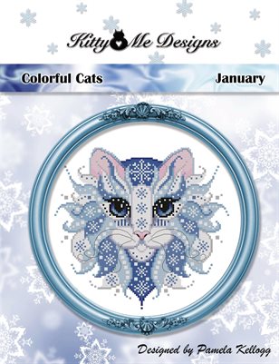 Colorful Cats January Counted Cross Stitch Pattern
