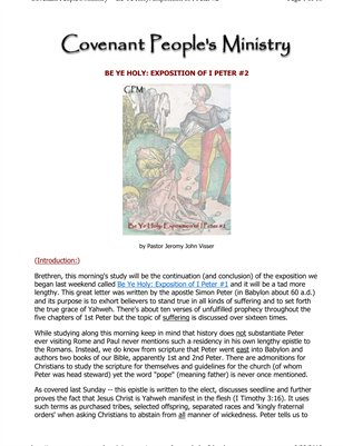 Be Ye Holy: Exposition of 1st Peter #2