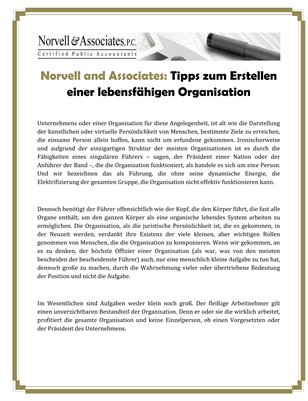 Norvell and Associates: Tipps zum Erstellen einer lebensfähigen Organisation