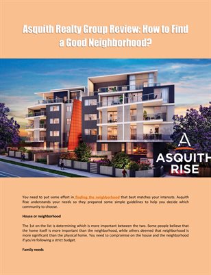 Asquith Realty Group Review: How to Find a Good Neighborhood?