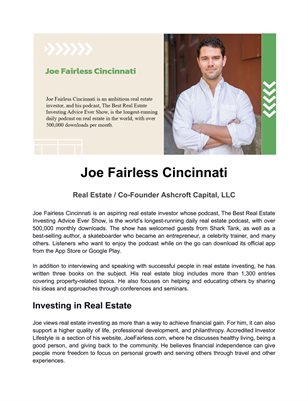 Biography of Joe Fairless Cincinnati