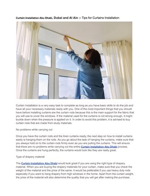 Curtain Installation Abu Dhabi, Dubai and Al Ain :- Tips for Curtains Installation