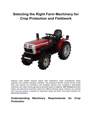Selecting the Right Farm Machinery for Crop Protection and Fieldwork