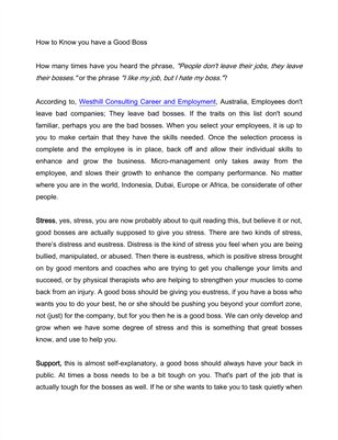 How to know you have a Good Boss