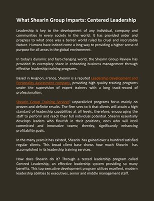 What Shearin Group Imparts: Centered Leadership