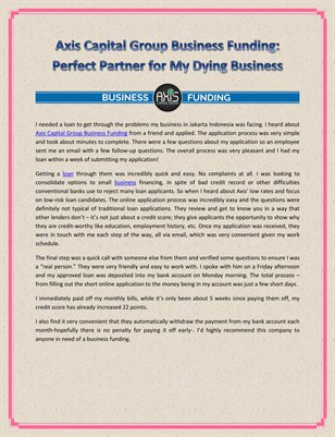 Axis Capital Group Business Funding: Perfect Partner for My Dying Business