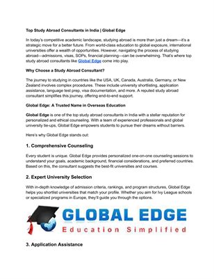 Your Pathway to Studying Abroad | Global Edge Consultants India