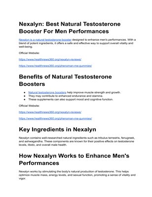 Nexalyn: Best Natural Testosterone Booster For Men Performances