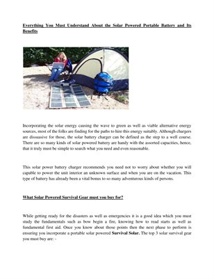 Everything You Must Understand About the Solar Powered Portable Battery and Its Benefits