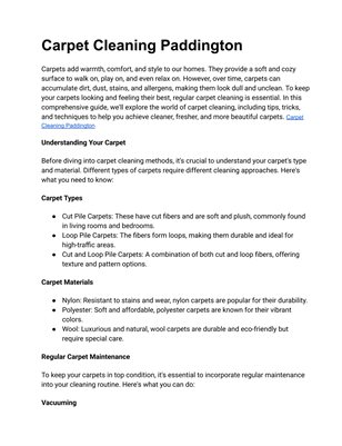 Carpet Cleaning Paddington