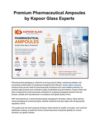 Premium Pharmaceutical Ampoules by Kapoor Glass Experts 