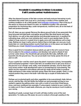 Westhill Consulting British Colombia Fall Landscaping Maintenance