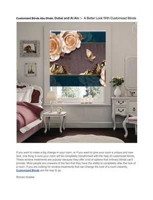 Customized Blinds Abu Dhabi, Dubai and Al Ain :-  A Better Look With Customized Blinds