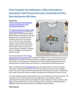 Pluto Pumpkin Hat Halloween x Nike Embroidered Sweatshirti