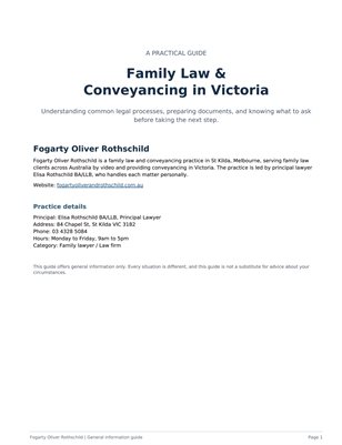 Fogarty Oliver Rothschild – A Practical Guide to Family Law and Conveyancing in Victoria