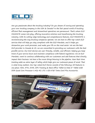 INTRODUCING BEST ELD AND DASHCAM IN USA AND CANADA