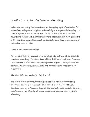 5 Killer Strategies of Influencer Marketing