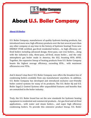 About U.S. Boiler Company