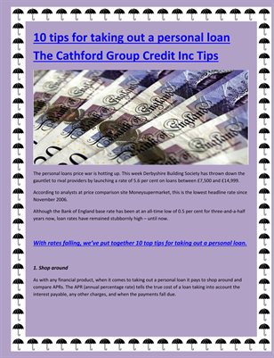 10 tips for taking out a personal loan The Cathford Group Credit Inc Tips