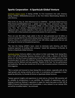 A SparksLab Global Venture, Sparks Corporation