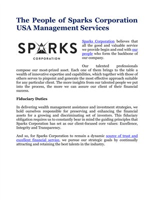 The People of Sparks Corporation USA Management Services