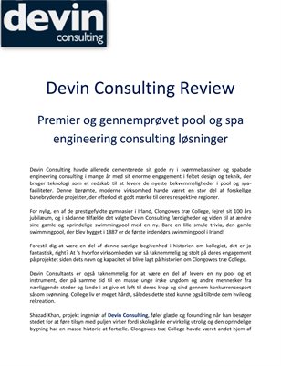Devin Consulting Review: Premier og gennemprøvet pool og spa engineering consulting løsninger
