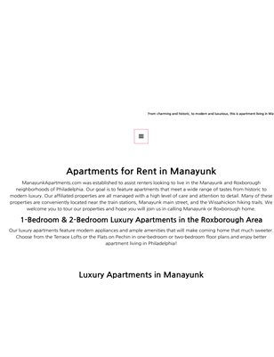 Studio apartments in Manayunk