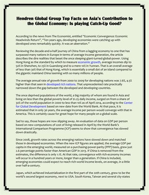 Hendren Global Group Top Facts on Asia’s Contribution to the Global Economy: Is playing Catch-Up Good?